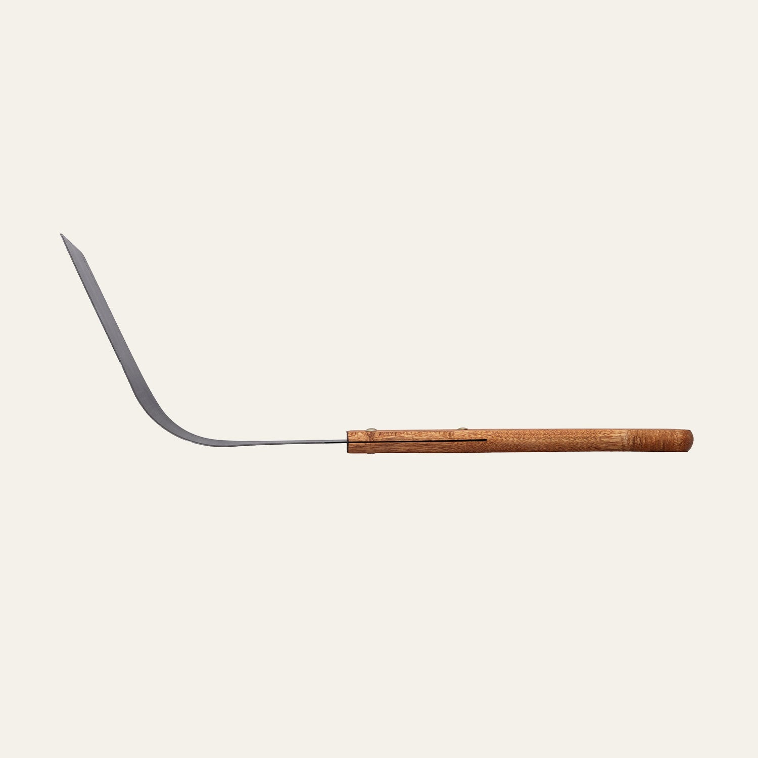 Side view of the Okapi Cane Knife with wooden handle in a studio
