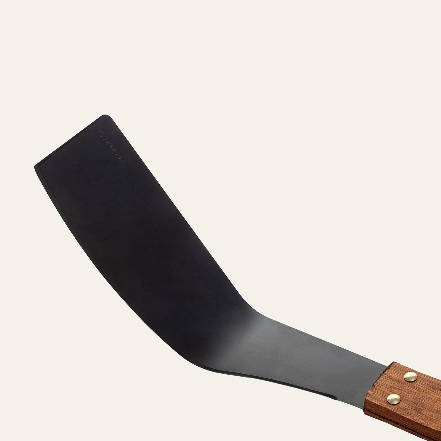 Blade view of the Okapi Cane Knife with wooden handle photographed on a white background