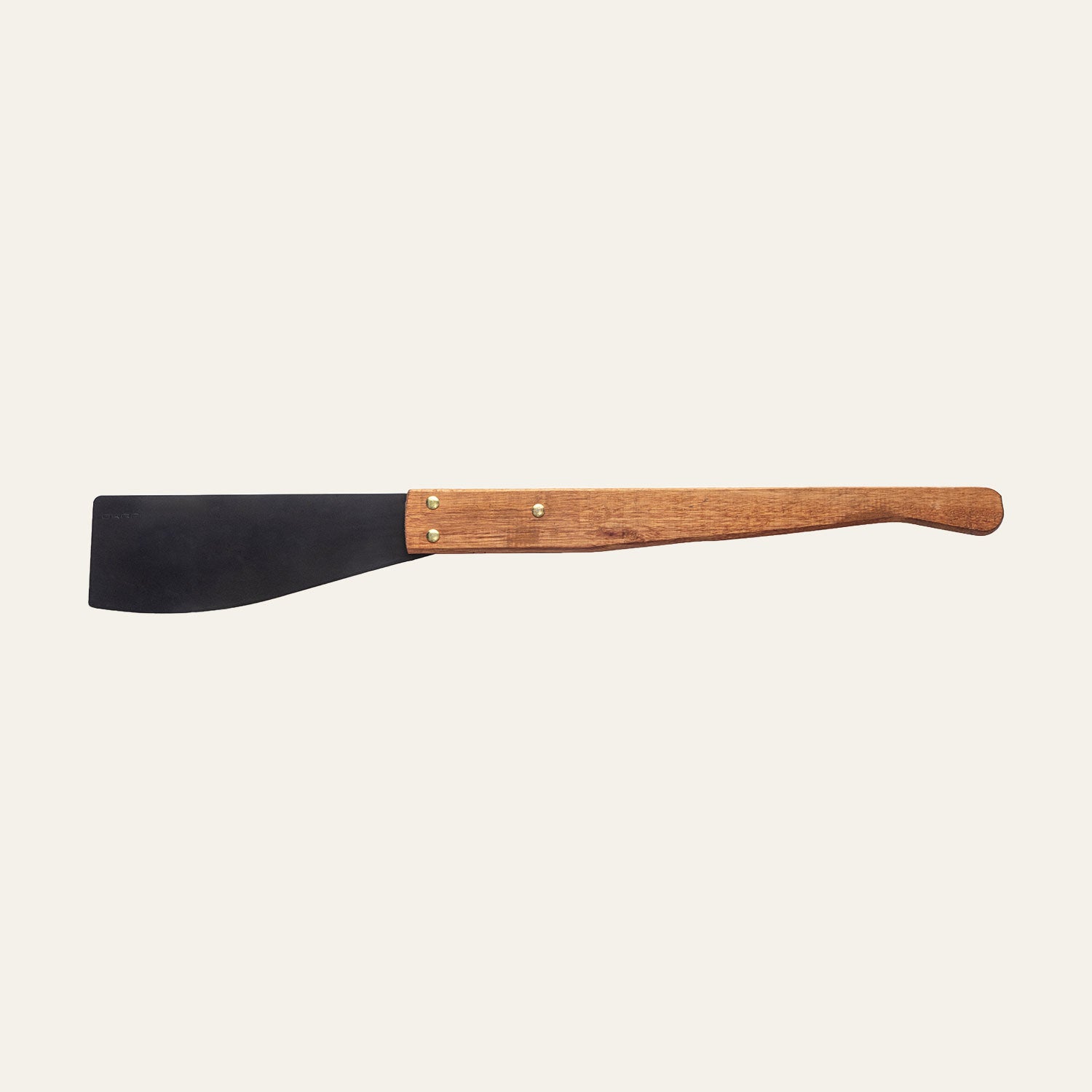 Okapi Cane Knife with long wooden handle on blank background