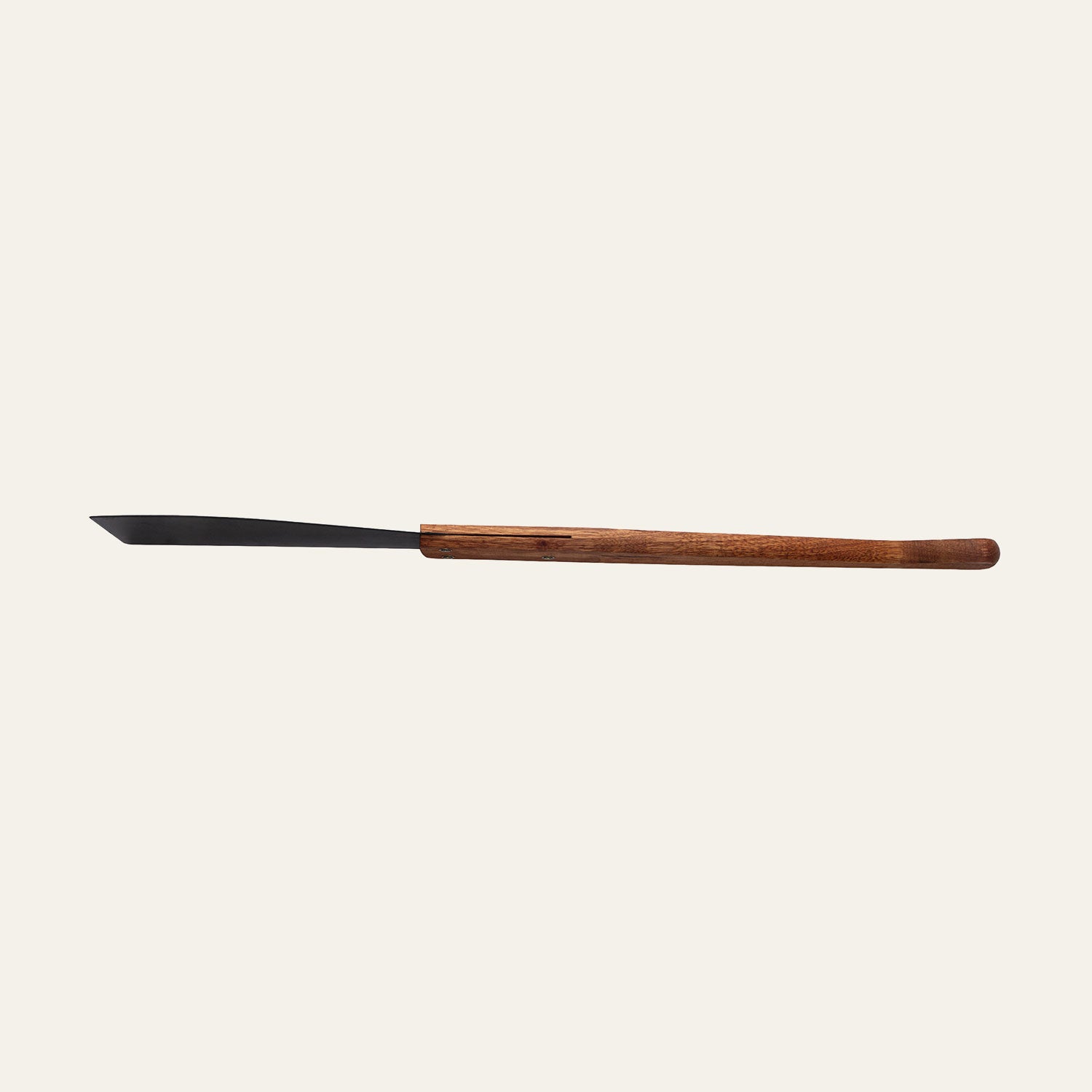 Side profile view Okapi Cane Knife with long wooden handle
