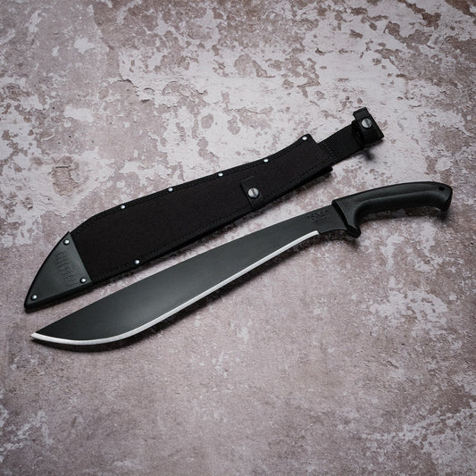 Okapi Jungle Machete Sheath on grey concrete background