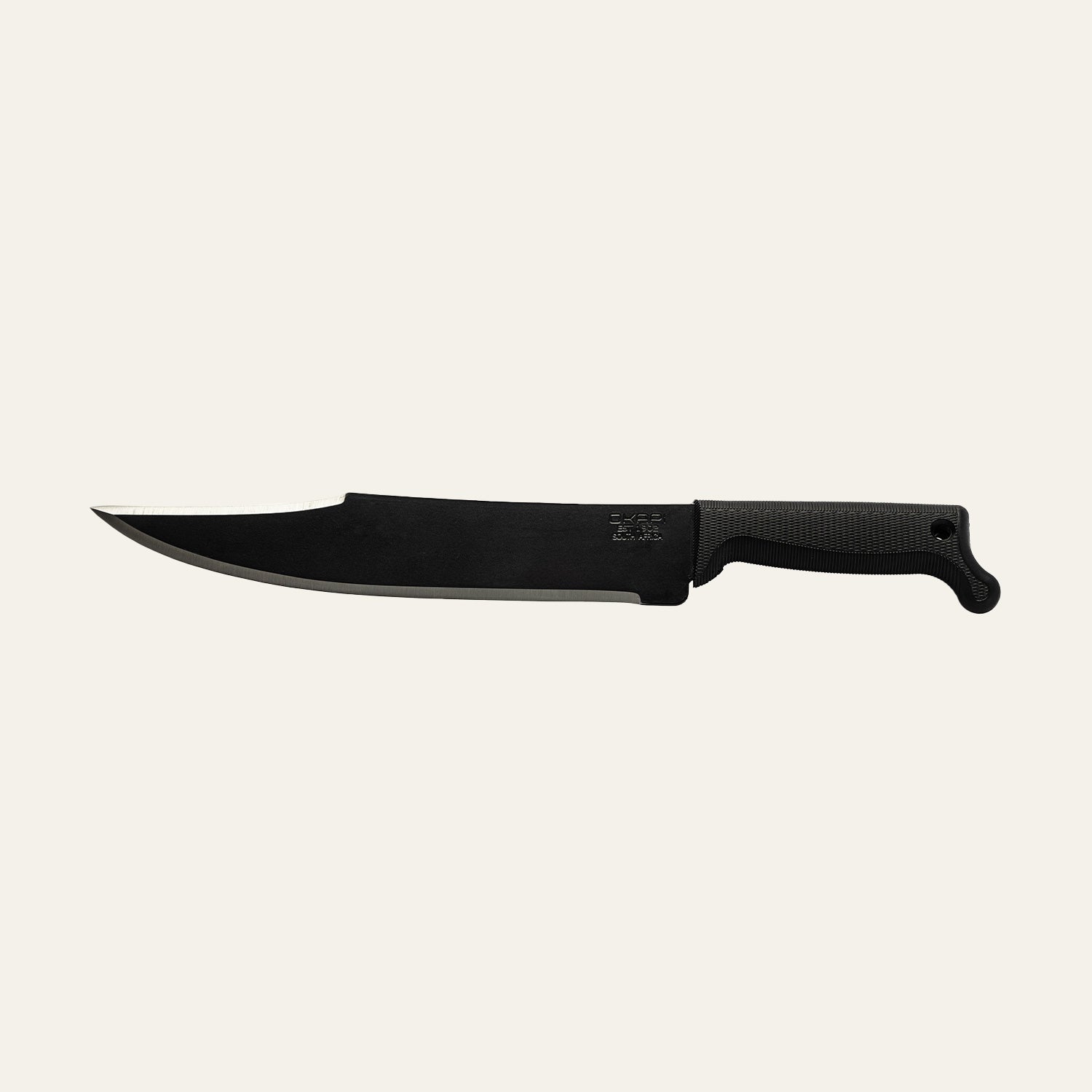 Tactical black-handled Okapi Bowie machete