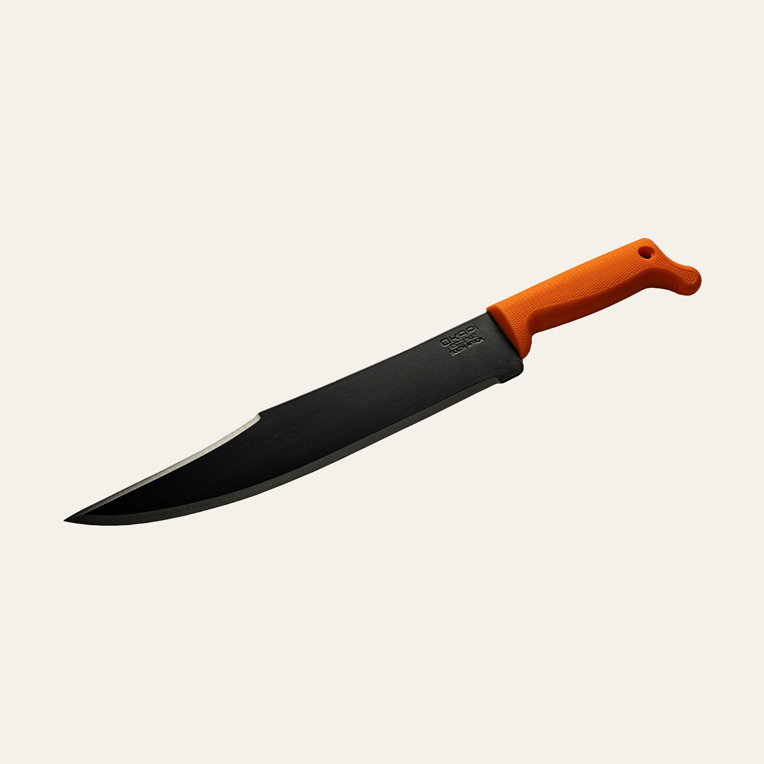 Okapi Bowie machete, Okapi Orange handle visible