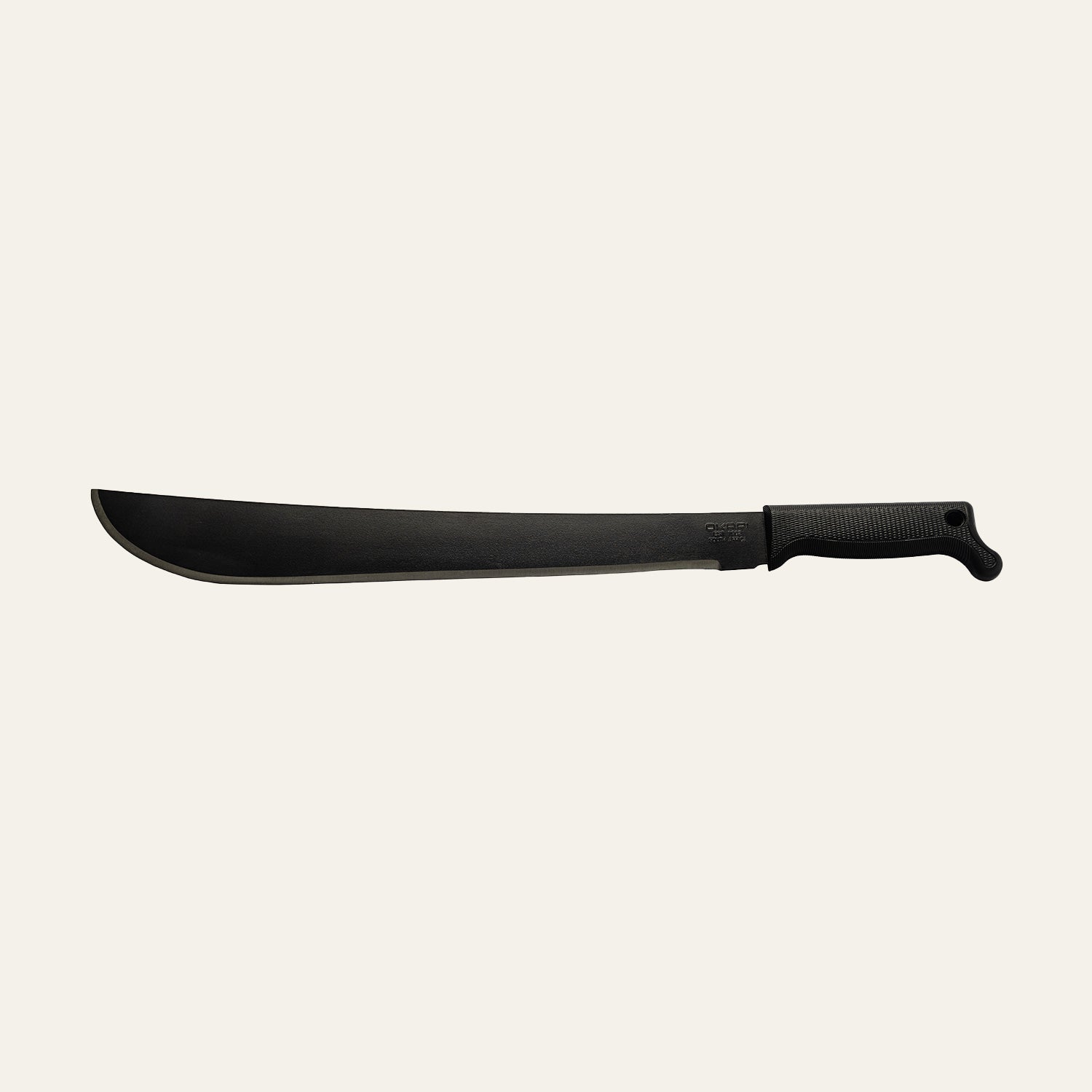 Isolated Tactical Black handled Okapi Latin Machete