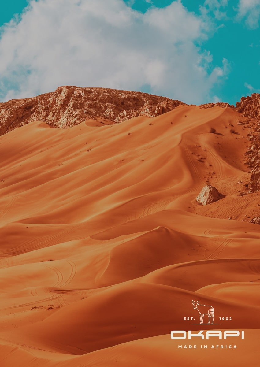 Orange sand Okapi background with Okapi logo icon with vertical orientation