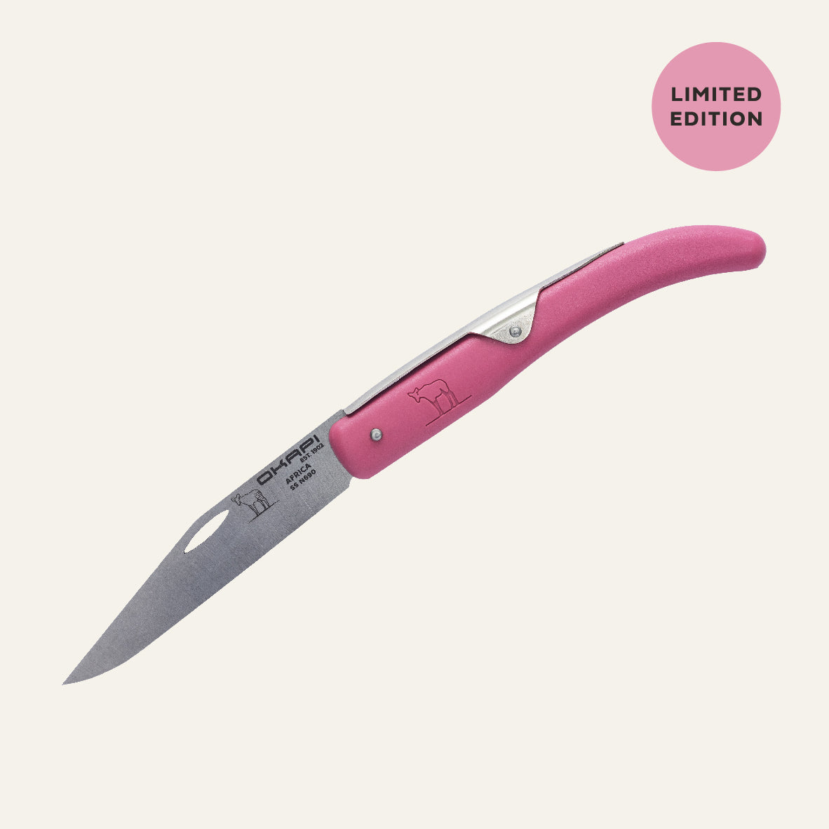 Limited Edition Okapi Pink Silver Spring Pocket Folding Knife