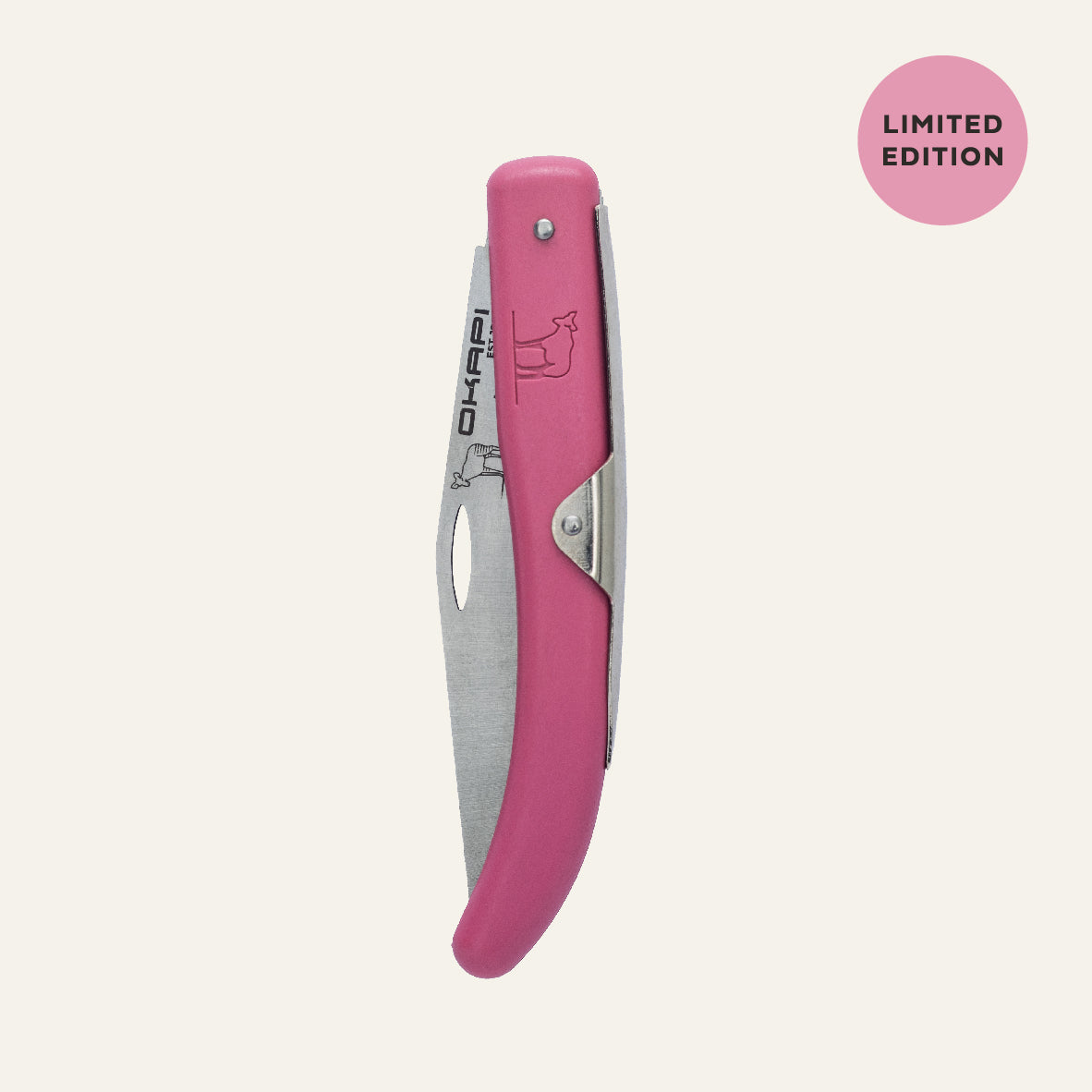 Limited Edition Pink Silver Spring Folding Knife by Okapi Knives South Africa